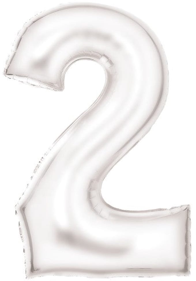 Folieballon 86cm cijfer 2 Silk White