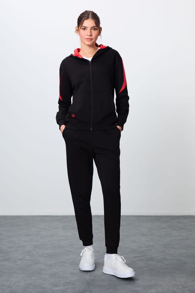 Overmaatse Hoodie Met Ritssluiting en Broek Set