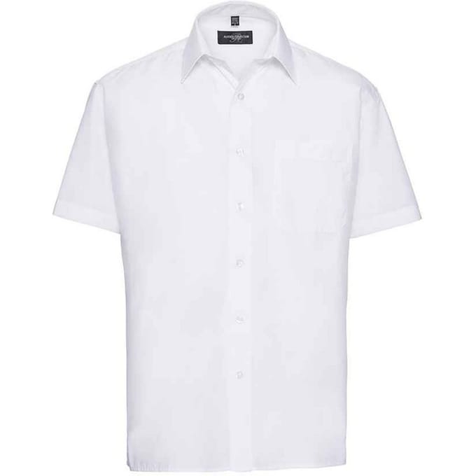 Russell Collection Heren Poplin Easy-Care overhemd (Wit)