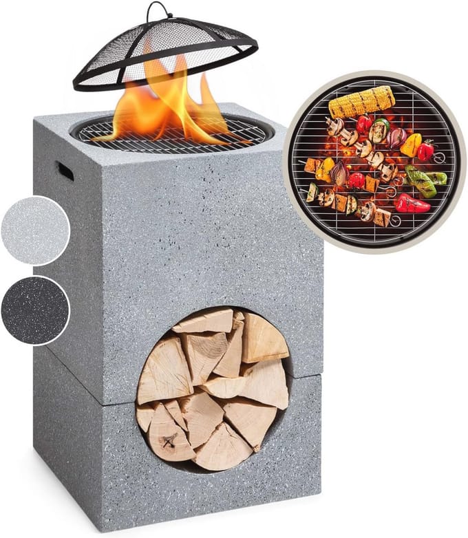 Draagbare Vuurschaal voor Tuin en Camping met Grill en vonkbescherming