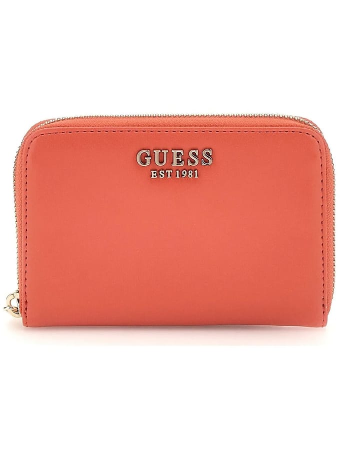 GUESS Portemonnee Laurel Zip Around Wallet Coral Red Koraalrood