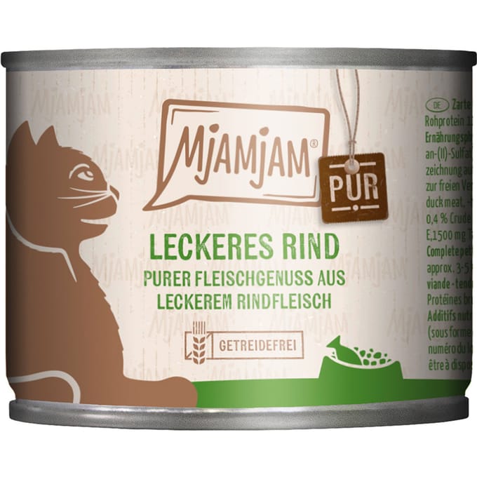 6x200g heerlijk puur rundvlees MjAMjAM kattenvoer nat