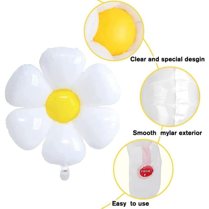 Ballons de marguerite énorme fleur blanche ballons de Mylar en aluminium de marguerite décorations Boho beige