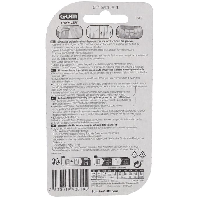 GUM Trav-Ler Interdentale Rager 1,2 mm 6 Tandenborstel