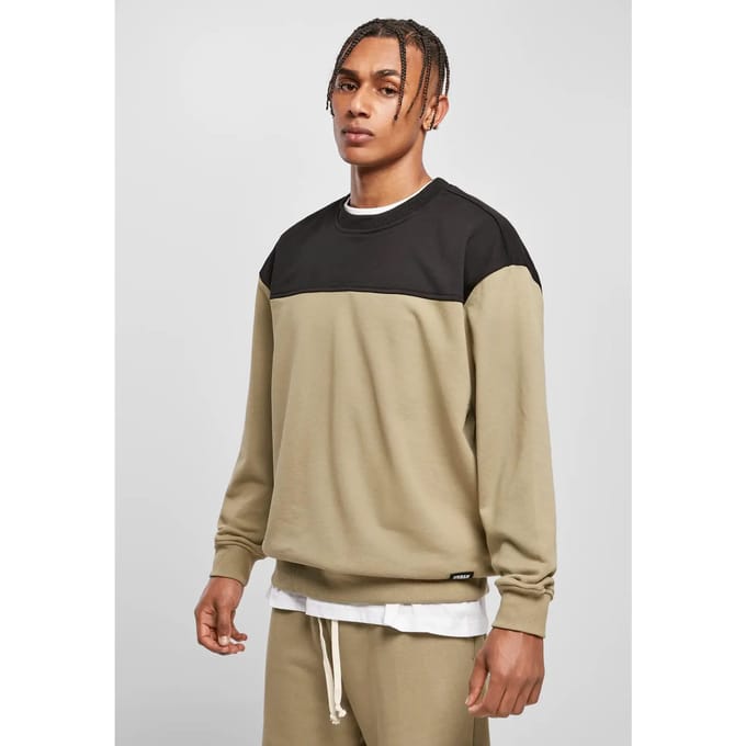 Urban Classics - Upper Block Crewneck sweater/trui - S - Groen/Zwart