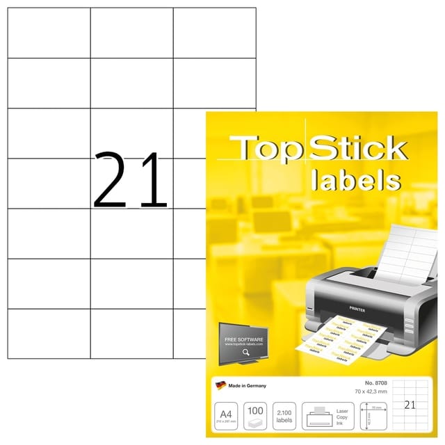 Top Stick 8708 printeretiket Wit Zelfklevend printerlabel