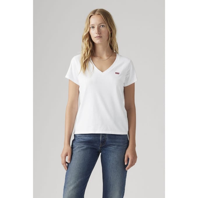 Levi's Perfect Slub V-neck Tee White Taglia: S | Maglie Sportivi Outlet | Donna | Bianco