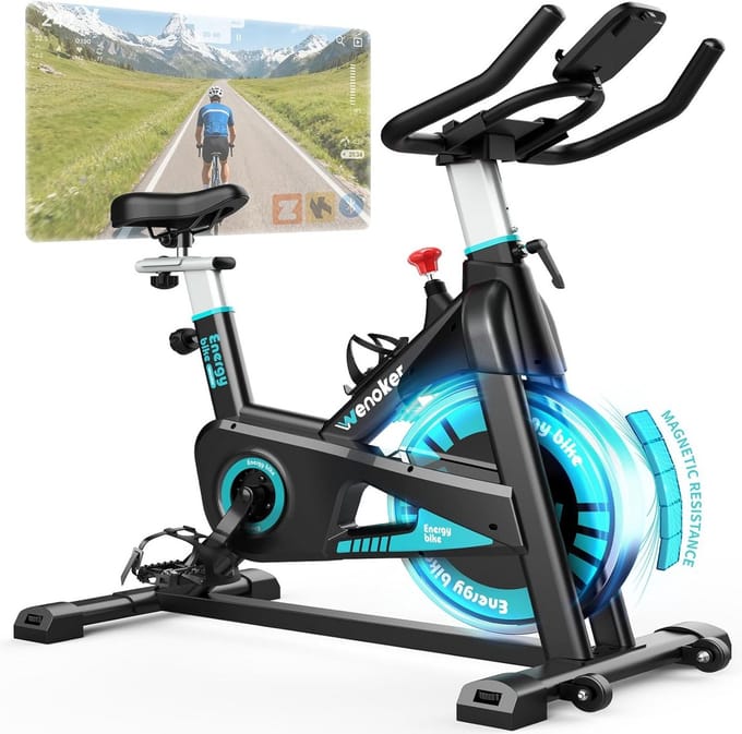 Hometrainer - Spinningfiets Binnen - Cardio Training - Instelbare Weerstand - Tot 160kg - Blauw
