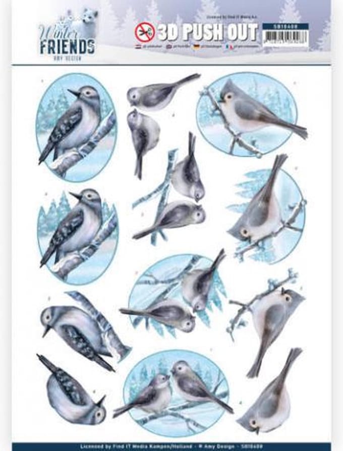 Fonkelende vogels Winter Friends - 3D-Uitdrukvel van Amy Design
