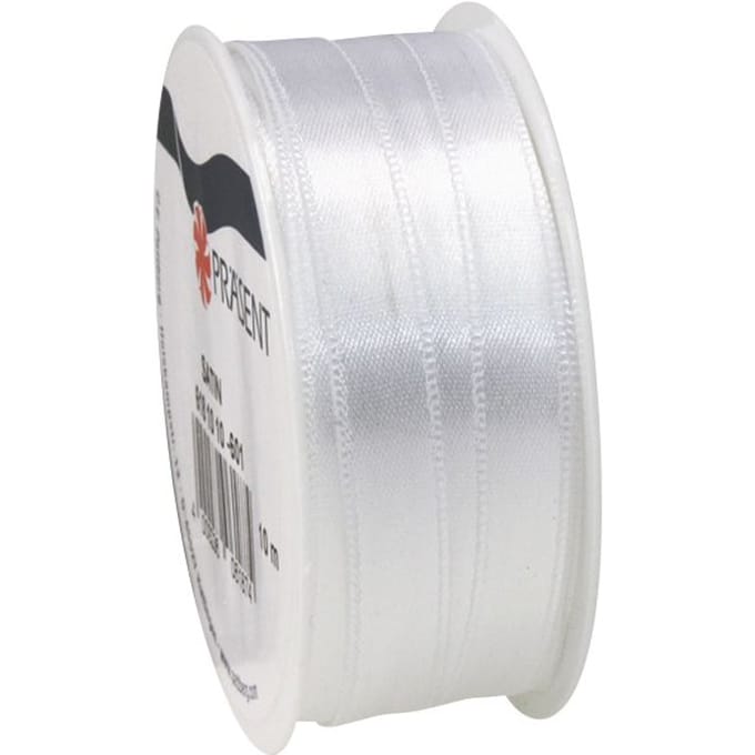 Satijnen lint, 10 mm - Wit
