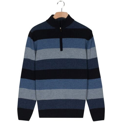 Baileys Trui Lambswool Multistripe Half Zip Navy / male