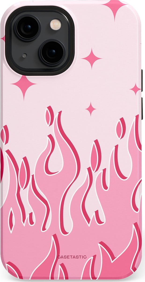 Casetastic hoesje geschikt voor Apple iPhone 13 mini - MagSafe - Dubbellaagse bescherming - Twinkelvuur - Fashion Case - Wit Lichtroze Koraal