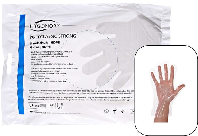 Hygonorm plastic handschoen wegwerp transparant HDPE - 100 stuks - maat L