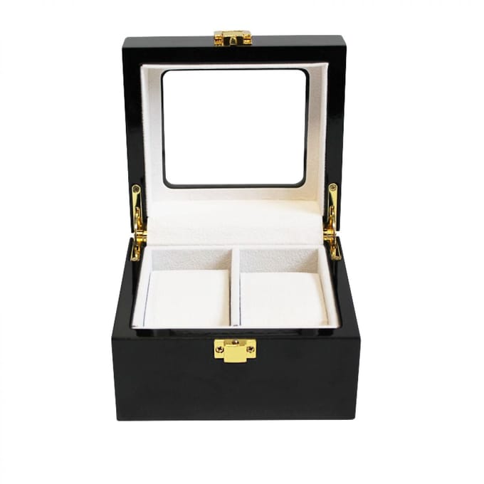 Luxe klassieke houten horlogebox voor 2 horloges | Zwart