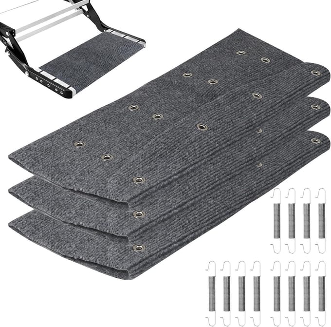 Famanu – Trapmatten set van 3 – antislip matten voor caravan trap – grijs