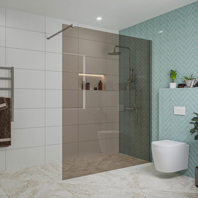 FugaFlow Eccelente Vetro inloopdouche badkamer - 160x200cm - rookglas - wandarm - chroom
