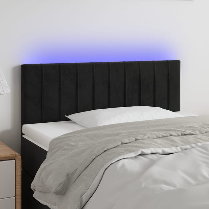 vidaXL - Hoofdbord - LED - 80x5x78/88 - cm - fluweel - zwart
