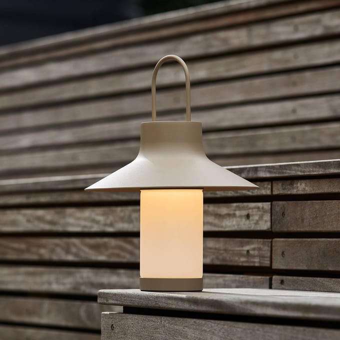 LOOM DESIGN LED tafellamp op accu Shadow Large, beige, IP65