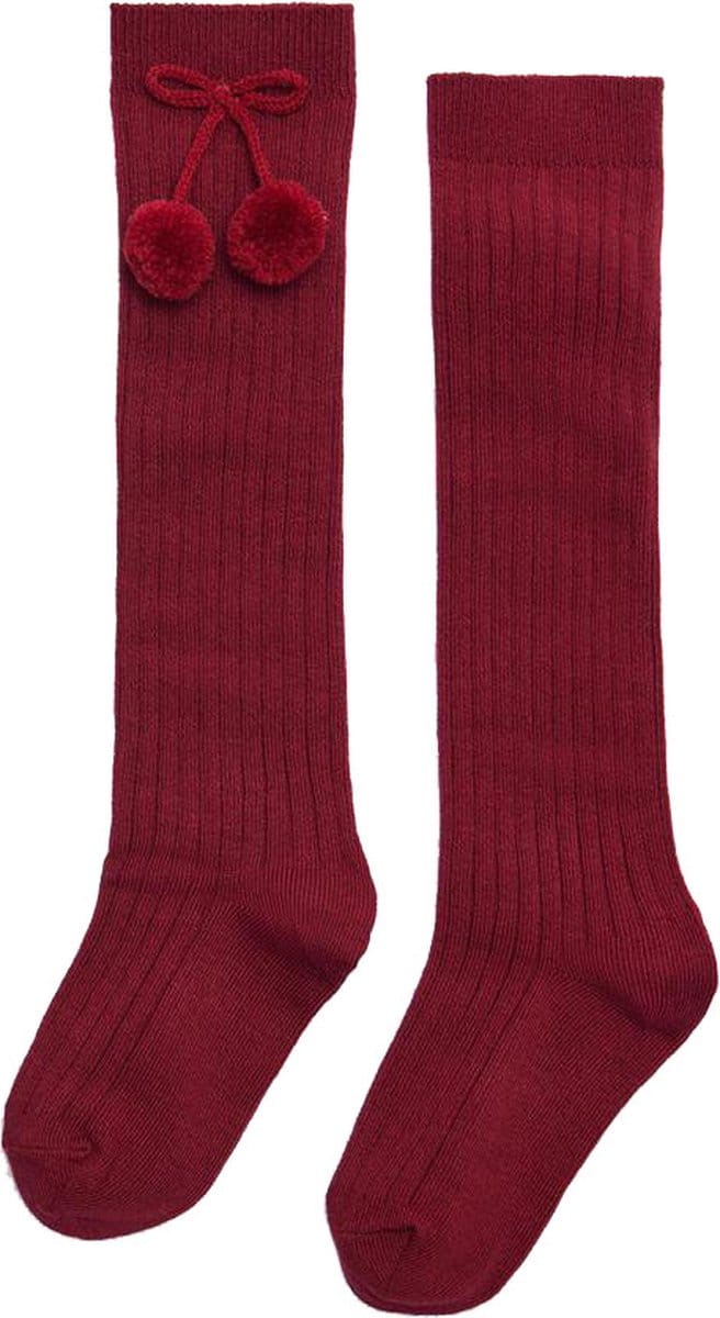 iN ControL 2pack kniekousen rib/pompom Deep red 17/19