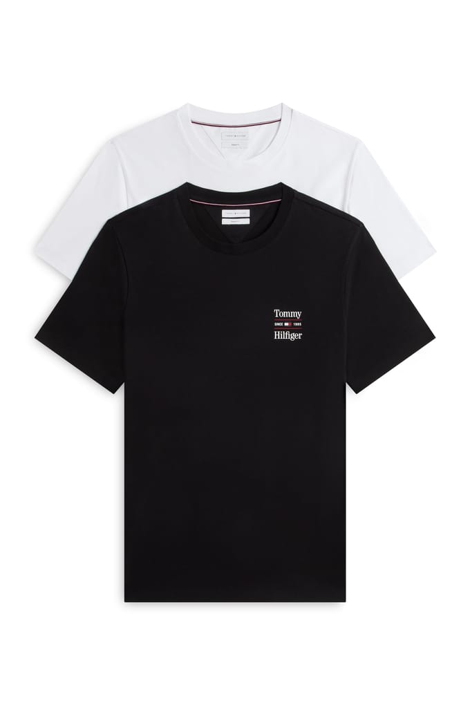 Tommy Hilfiger 2 Pack Chest Graphic White/black Größe: S | Basic T-Shirts Outlet | Herren | Weiß