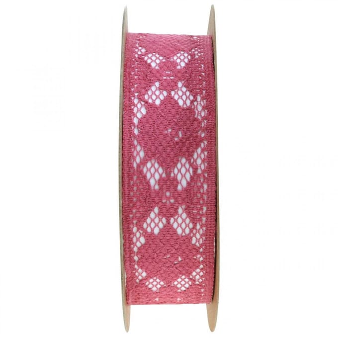 Kantlint roze 25mm decolint kant 15m