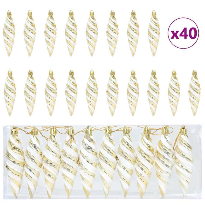 vidaXL Kerst Spiralvorm Bal 40 st Goud 3 x 11 cm Kunststof