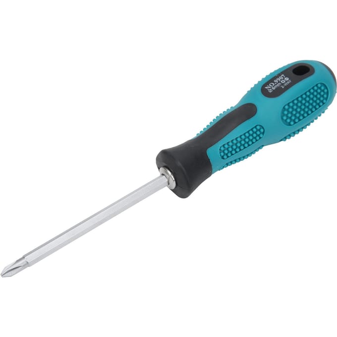 H5X75mm Tournevis Double Usage Plat Cruciforme Manche Antidérapant Tournevis Outil à Main blue