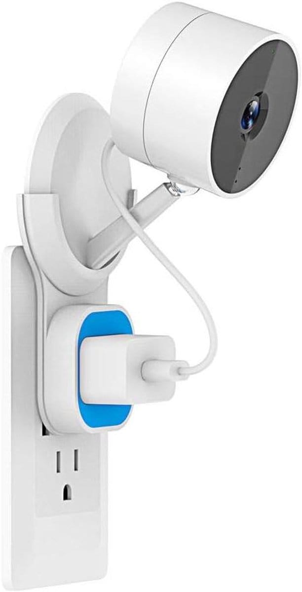 Camera Wandhouder - Stopcontact Accessoire - Ruimte Besparen - Geen Schroeven Nodig - 7 cm Armlengte - Wit