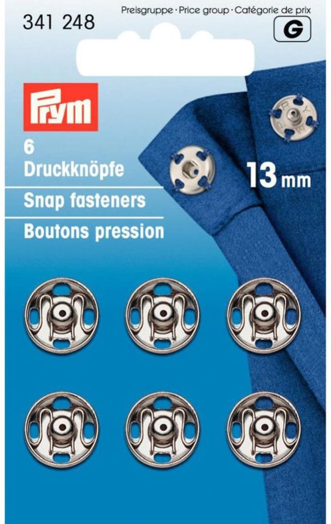 Aannaaidrukknopen 13 mm zilverkleurig 6 st.