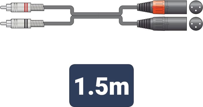 Citronic 2R-2XM150 stereo audiokabel 2 x tulp naar 2 x XLR male 1,5 m ongebalanceerd