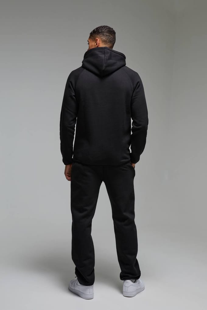 Men's Active Regular Fit Badge Hoodie | Black | Size Medium