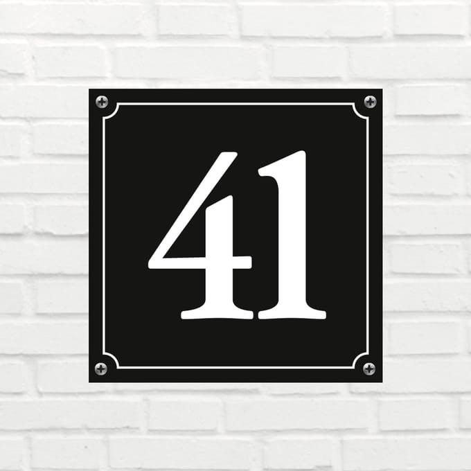 Huisnummerbord Mat zwart Deluxe - Nummer 41 - incl. bevestiging
