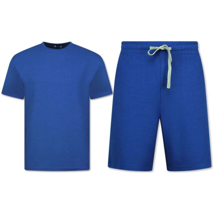 Zomerset Heren - Ribbed Oversized - Two Piece Setje - Twinset - Co ord Set - 918 - Blauw