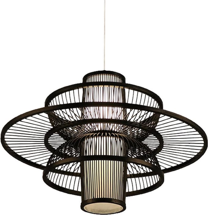 Fine Asianliving Bamboe Hanglamp Zwart Handgemaakt - Nicholas