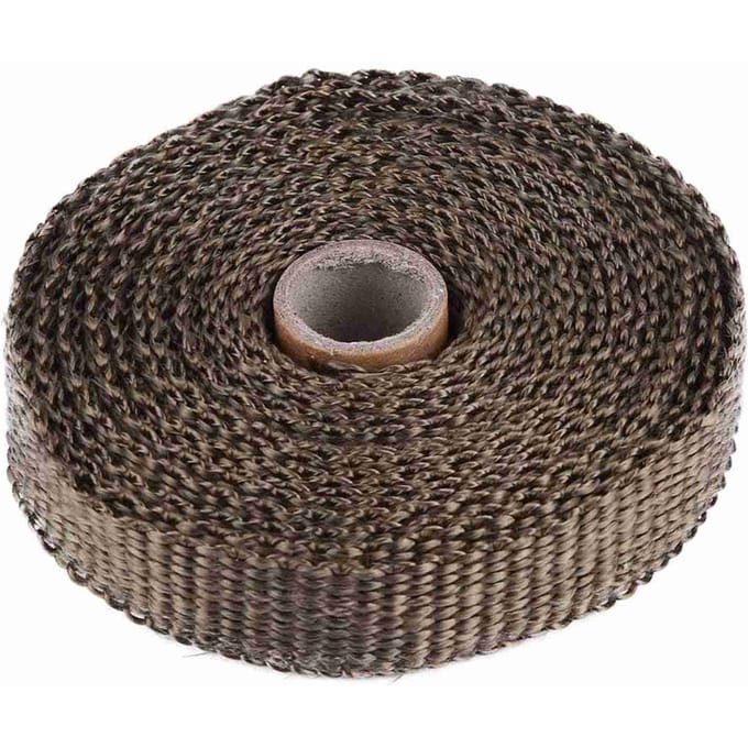 5m Auto Isolatietape Uitlaat Hitte Wrap met 4 RVS Kabelbinders Bruin wit