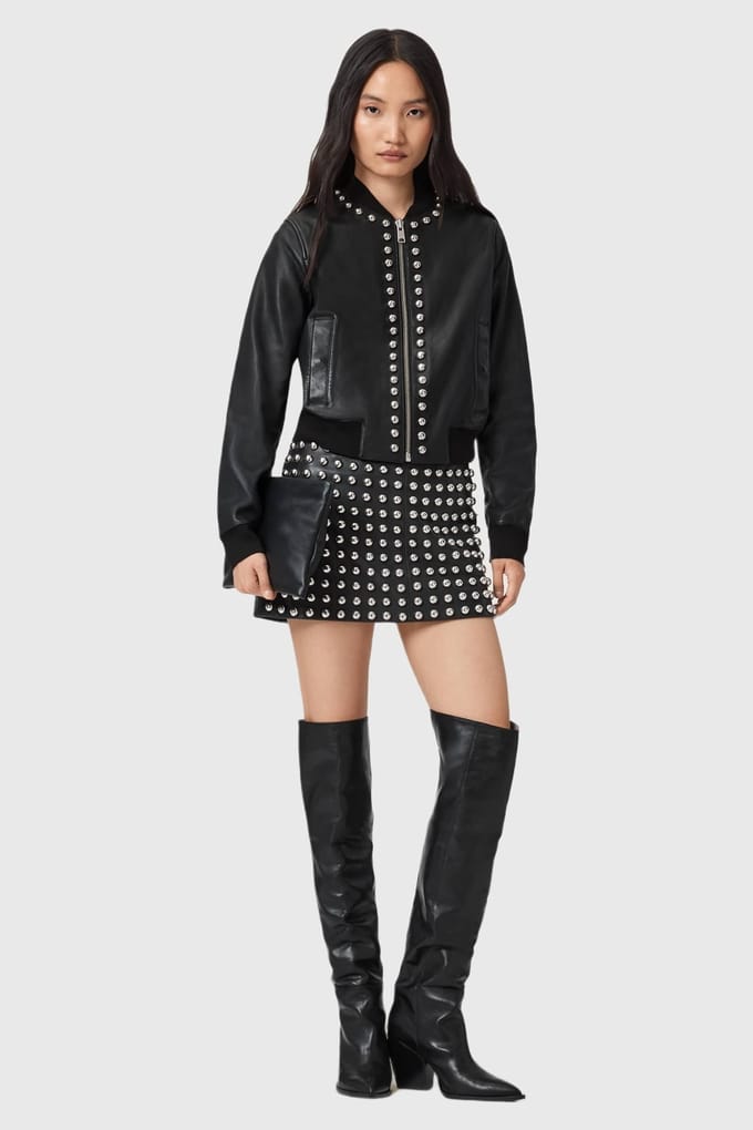 AllSaints Wilder Lea Skirt Black Größe: 8 | Miniröcke Outlet | Damen | Schwarz
