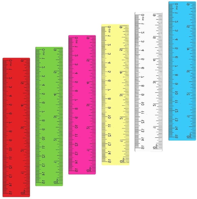 Plastic Lineaal Set - Rechte Meetlat - School en Kantoor - Dubbele Schaal - 15 cm - Gekleurd Transparant