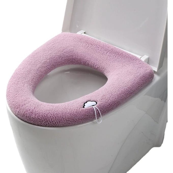 Housse de siège de toilette tissée, lavable, chaude et universelle, accessoires de salle de bain doux gray
