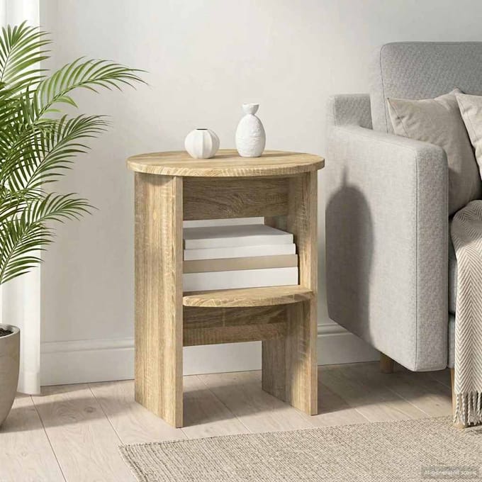 vidaXL - Bijzetkast - Sonoma - Eik - Ø40 - x - 50 - cm - Geconstrueerd - hout