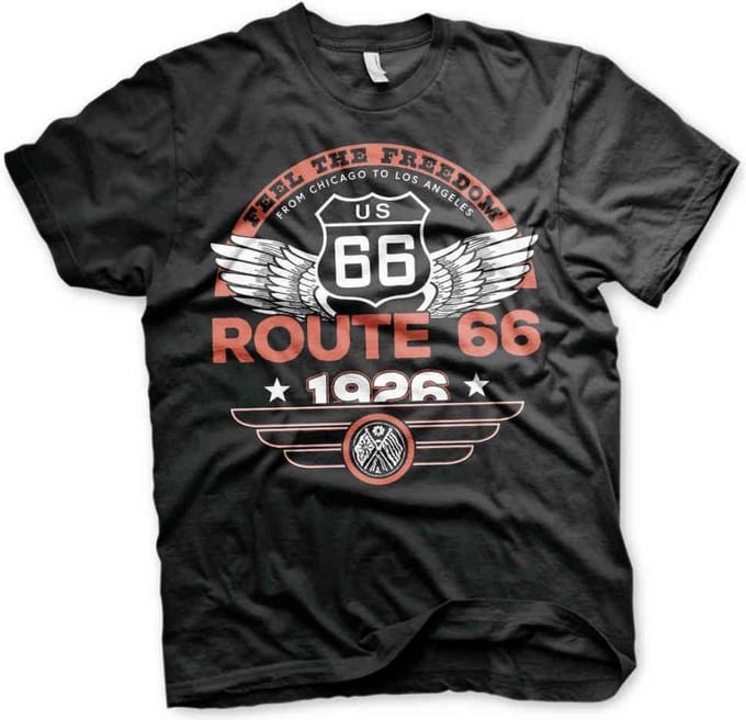 Route 66 Heren Tshirt -M- Feel The Freedom Zwart