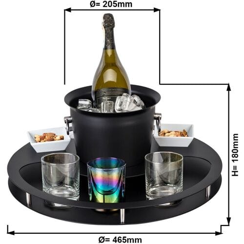 GGM Gastro Bar-Set mit Flaschenkühler & 2 Snackschalen - Schwarz Zwart