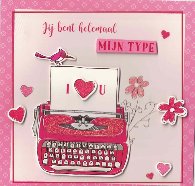 Kaart Valentijn - Jij bent het helemaal mijn type - rode envelop -3D kaart