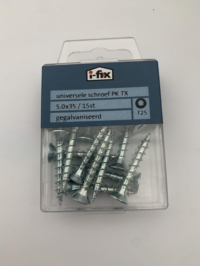 Universele schroef PK tx 5x35mm 15stuks gegalvaniseerd