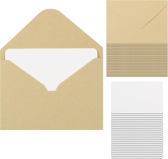 25 Mini Enveloppen met Witte Kaarten 70x100 mm voor Bedankjes en Ansichtkaarten
