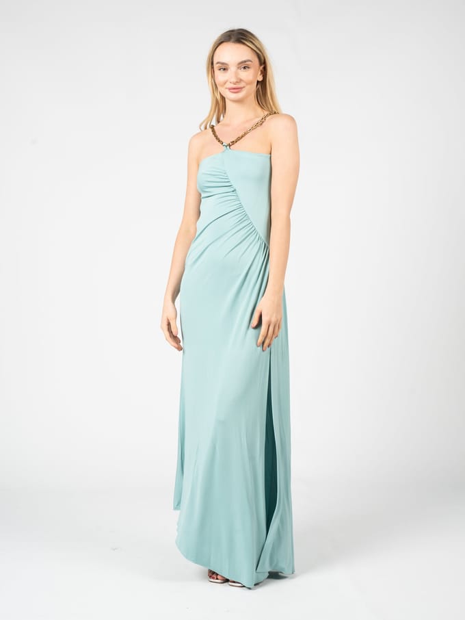 PINKO Soncino Abito Jersey Crepe Nile Blue Maat: M | Maxi Jurken Outlet | Dames | Blauw