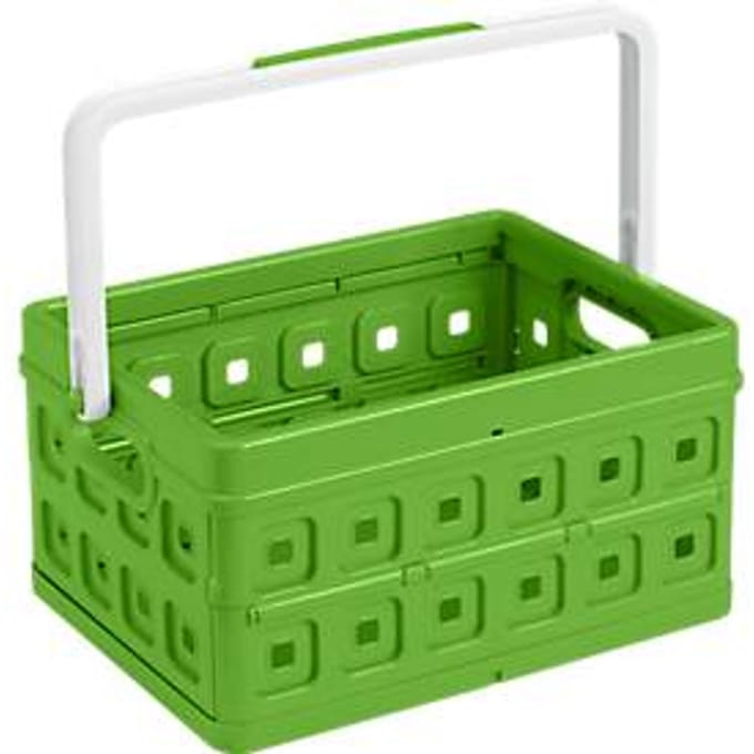 Sunware vouwkrat Square, L 435 x B 310 x H 213 mm, 24 liter, met handgreep, groen/wit