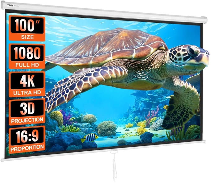 Projectiescherm - Projectiescherm Oprolbaar - 100 Inch - Projectiescherm 16:9 - Thuisbioscoop