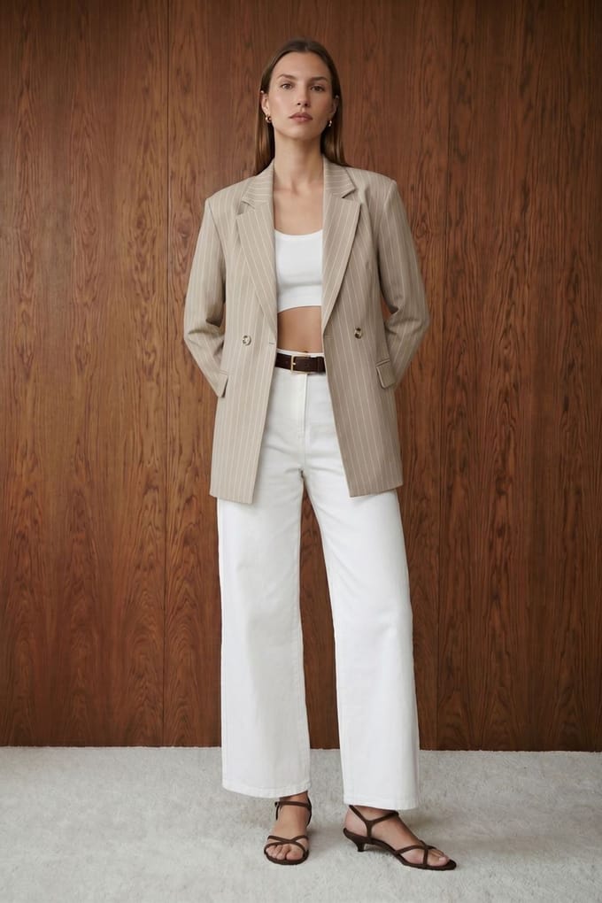 Hoge Taille Gestreepte Capri Wijde Pantalon