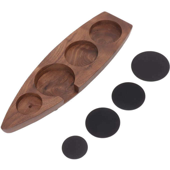 Support de Tampon à Café Forme Bateau Bois de Noyer Station Support Distributeur de Café pour Café Occidental 51mm brown