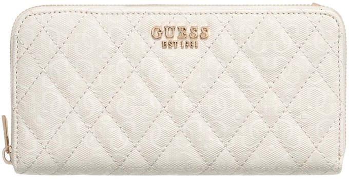 GUESS portemonnee Isemay SLG Large Zip Around Wallet Creme White crème